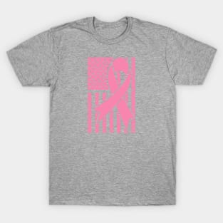 Breast Cancer Ribbon with American Flag T-Shirt